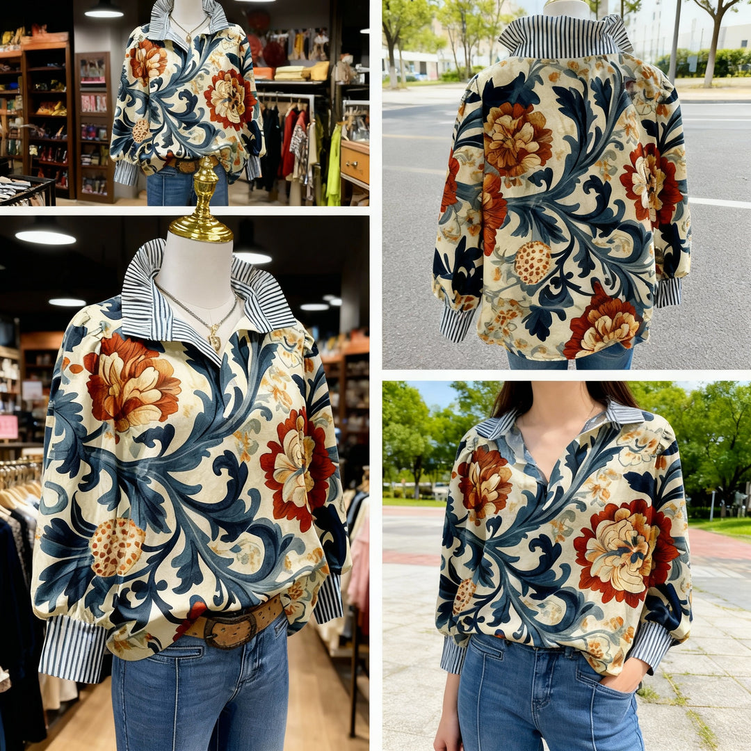 Vintage Floral Print Blouse